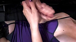 milking this thick cock all over my sexy lingerie in stockings