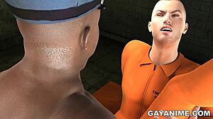 3d cartoon prisoner takes it hard from chubby black cop in tight cell action