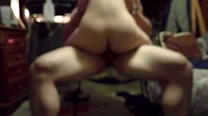 Hot Amateur Brunette Girlfriend Rides Cowgirl on Friend's Cock with Big Ass Fucking