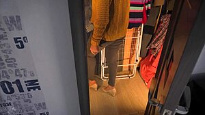 Hot secretary in tight jeans teases with her visible panty line