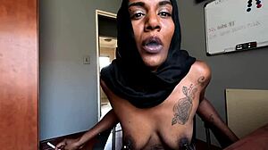 Desi in Hijab Smoking with Nipple Clamps