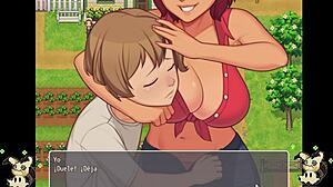 hey, in this hentai game, countryside blowjobs in the bathroom lead to shower fucking