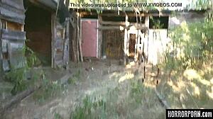 Bound Brunette Licked Roughly in Outdoor Group