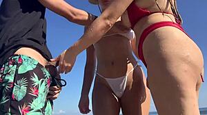 Beach Strangers Watch My Public Cock Play