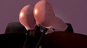 Black man intensely fucks redhead white woman on her couch in Second Life