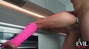 Submissive teen 18+ with pink hair gets rough ass fucking