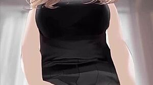 Anime Girl In Black Dress Rides And Gets Covered