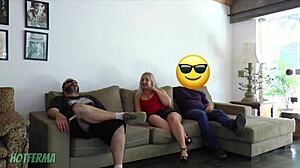 Cheating Wife Bangs Friend Right Next to Cuckold Husband.