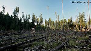 Wow, watch this naked girl touch herself in forest!