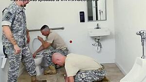 Military men dive into intense gay action with raw blowjobs.
