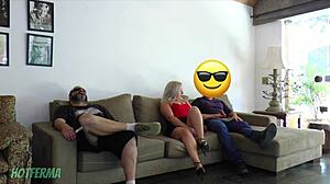 Cheating Wife Bangs Friend Right Next to Cuckold Husband.