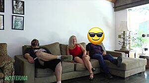 Cheating Wife Bangs Friend Right Next to Cuckold Husband.