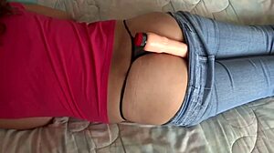 I hid a camera to watch latina mom resting near her huge dildo