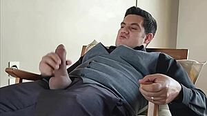 Yuri gaucho shows off his big gay dick in front of the mirror