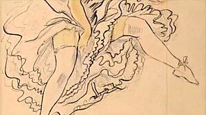 Vintage erotic illustration from retro anime hentai collection