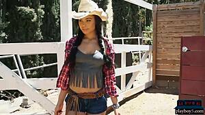 curvy black milf briana ashley strips outdoor on a farm