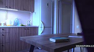 Melissa Main enjoys nude breakfast secretly filmed.