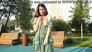 Stepsis lost bet, shows pussy in restaurant 😏