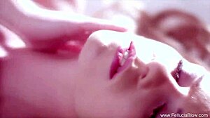 The stunning redhead gave an artistic blowjob, swallowing cum sensually