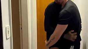 young guys kissing get caught on building camera with monster cocks