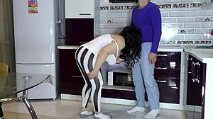 Stepson Meets Stepmom In Kitchen And Fucks Her Big Ass