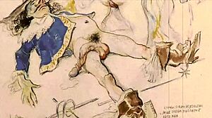 Vintage erotic illustration from retro anime hentai collection