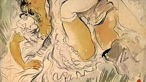 Vintage erotic illustration from retro anime hentai collection