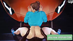 Chun-Li Bent Over Car Hood for Bold Fucking.