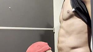 I took muscular black guy to gym bathroom for anal attempt