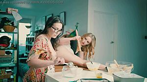 Charlie Forde Teases and Licks Chasey's Pussy in Kitchen Full Video