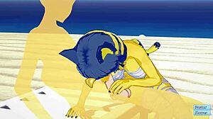 Ankha from animal crossing gets fucked on the beach