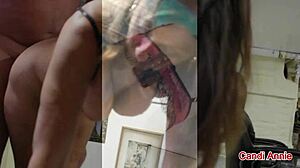 this mature slut candi annie got wild in a photoshoot, vibing solo and swallowing cum