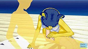 Ankha from animal crossing gets fucked on the beach