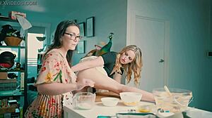 Charlie Forde Teases and Licks Chasey's Pussy in Kitchen Full Video