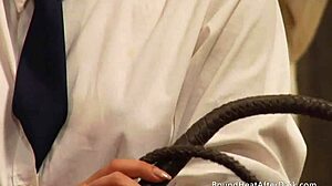 Submissive lesbian slave fingered by strict madame