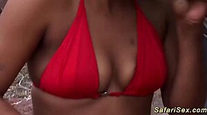 Skinny african milf gets outdoor fucked with big cock deepthroat by german amateur