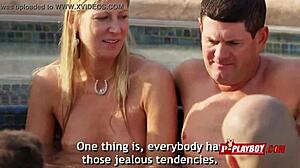 Joe and Kristen start with poolside foreplay among other swinging couples. Things heat up fast.