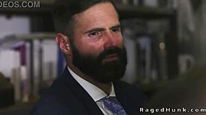 Four hunks in suits fuck anal at real estate