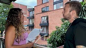 Ebony agent Carla Morelli teases tourist Brian Evans. Rides him hard in Colombia.