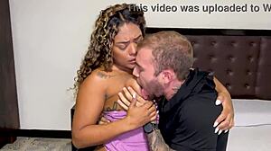 Ebony agent Carla Morelli teases tourist Brian Evans. Rides him hard in Colombia.