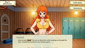 nami is stripping in this hentai game!