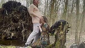 Busty Girl Gets Rough Fucked Deep in Forest