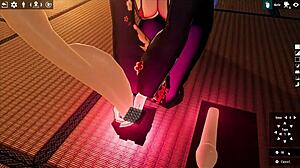 Kadobu weird hentai game pornplay ep 2 futanari girl does footjob to living dildo