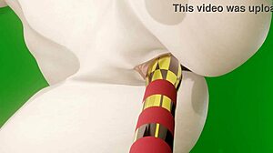 Android 18 tests animation with pussy play using toys and dildo.