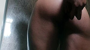 katy katie's sexy body gets bound and fucked with dildo in the shower.