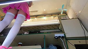 Ever seen a crazy girl flash upskirt at work for quick cash?