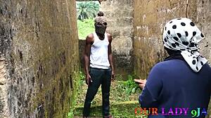 Lucky local boy fucks slay queen's wet pussy in Nigerian bush