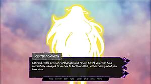 Half succubus faps to milf redhead futa cock