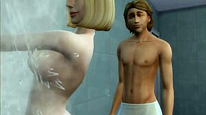 Stepbrother and stepsister share a shower moment