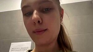 BBW teen gets extreme pussy fingering and anal plug in public